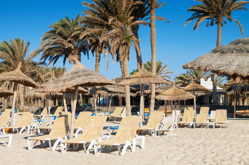 Djerba - ein beliebtes Reiseziel Nordafrikas - Djerba, Urlaub Tunesien Palmen Strand.